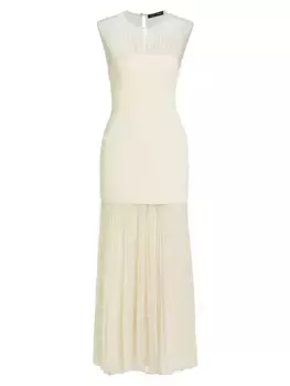 Платье длиной до пола, смешанная техника Proenza Schouler, экрю