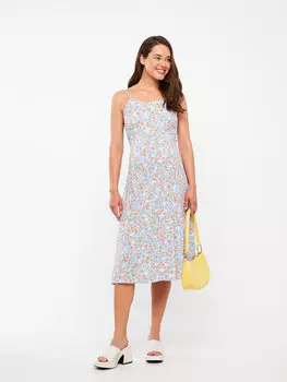 Платье для беременных из поплина с вырезом в форме сердца и цветочным ремнем LCWAIKIKI Maternity