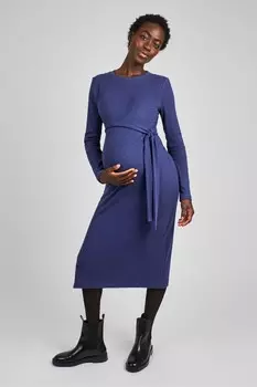 Платье для беременных из трикотажного джерси в рубчик Jojo Maman Bb, синий