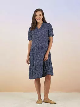 Платье для беременных из вискозы с короткими рукавами и V-образным вырезом LC Waikiki Maternity