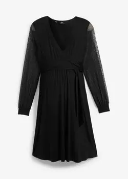 Платье для беременных/кормящих с кружевными рукавами из экологически чистой вискозы Bpc Bonprix Collection, черный