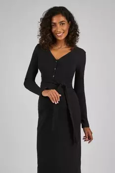 Платье для беременных с отделкой в рубчик и кнопками спереди Jojo Maman Bb, черный
