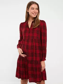 Платье для беременных с воротником-стойкой и длинным рукавом из фланели LC Waikiki Maternity