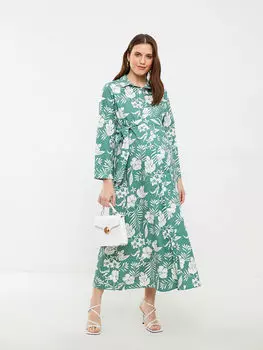 Платье для беременных с воротником-стойкой и цветочным принтом с длинными рукавами LC Waikiki Maternity