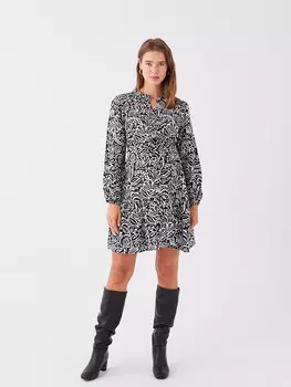 Платье для беременных со свободным вырезом и рисунком с длинными рукавами LCWAIKIKI Maternity