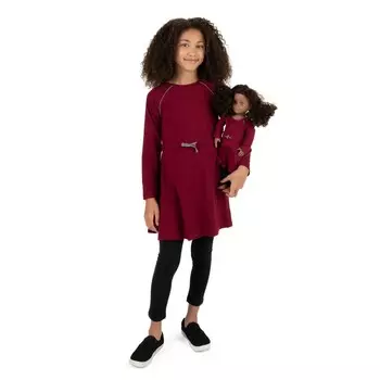 Платье для девочек и такое же кукольное платье с галстуком-бабочкой Leveret, цвет Maroon