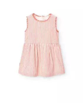 Платье для девочек из хлопка с принтом в полоску Boboli, оранжевый