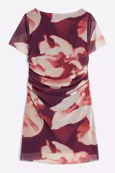 Платье для девочек из сетчатой ткани с розовой драпировкой River Island, розовый