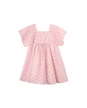 Платье для девочек с цветочным принтом и короткими рукавами Knot, розовый