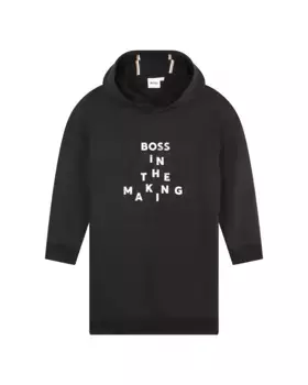 Платье для девочек с длинными рукавами и капюшоном BOSS Kidswear, черный