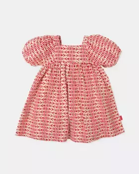 Платье для девочек с короткими рукавами и рыбным принтом Tutto Piccolo, красный