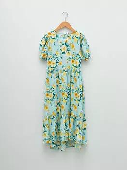 Платье для девочек с круглым вырезом и короткими рукавами LCW Kids