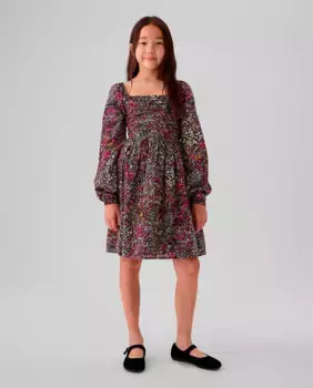 Платье для девочек с квадратным вырезом и пышными рукавами Gap, мультиколор