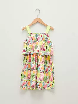 Платье для девочек с квадратным вырезом и узором на бретелях LCW Kids