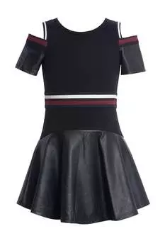 Платье для девочек с открытыми плечами и облегающим кроем из кожи Truly Me, черный