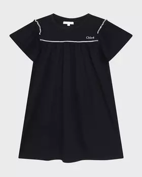 Платье для девочек с вышитым логотипом Chlo, цвет Blue