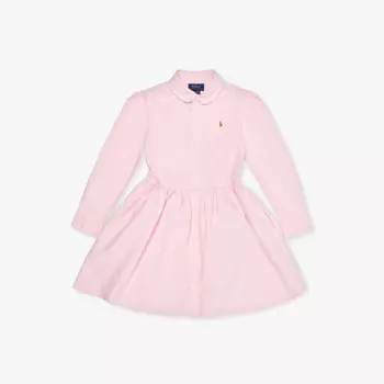 Платье для девочек Weyly из хлопка с длинными рукавами Polo Ralph Lauren, розовый