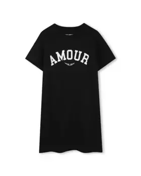 Платье для девочки 100% хлопок с короткими рукавами Zadig & Voltaire, чёрный