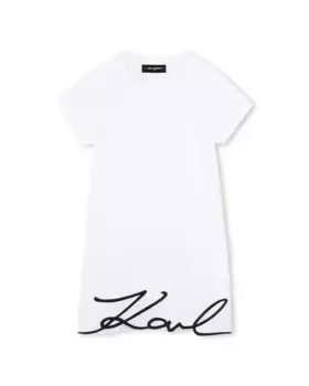 Платье для девочки 100% хлопок с коротким рукавом Karl Lagerfeld Kids, белый