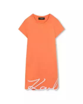 Платье для девочки 100% хлопок с коротким рукавом Karl Lagerfeld Kids, красный