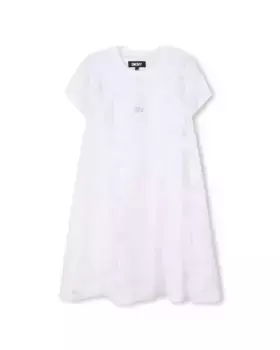 Платье для девочки белого цвета с короткими рукавами DKNY, белый