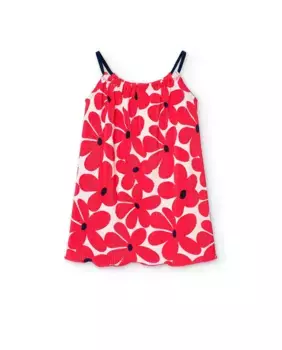 Платье для девочки без бретелек с цветочным принтом Boboli, фуксия