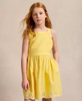 Платье для девочки без бретелек с вышивкой Polo Ralph Lauren, желтый