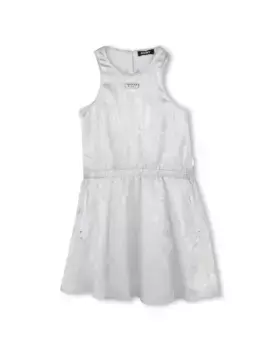 Платье для девочки без рукавов с эластичной талией DKNY, серебряный