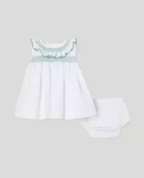 Платье для девочки без рукавов в виде сот Coconut El Corte Ingls, белый