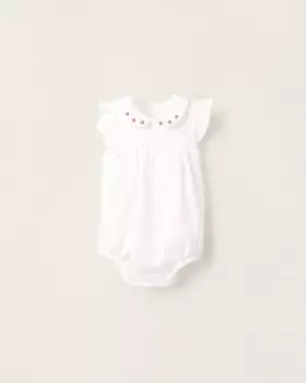 Платье для девочки боди с короткими рукавами и вышитыми деталями Zippy, белый