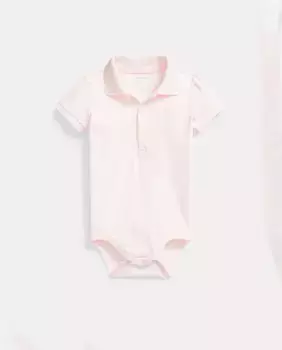 Платье для девочки боди с вырезом поло Polo Ralph Lauren, светло-розовый