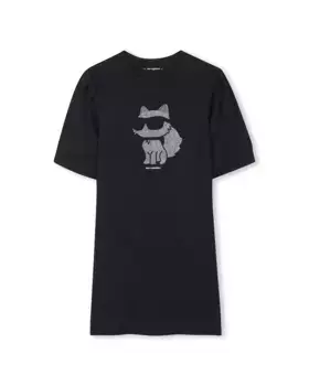 Платье для девочки черного цвета с короткими рукавами Karl Lagerfeld Kids, чёрный
