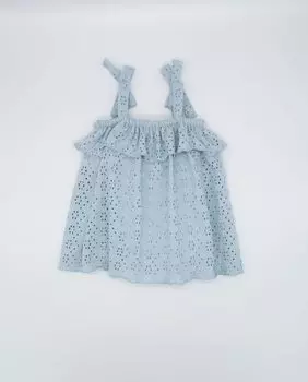 Платье для девочки из ажурного хлопка на бретелях Fina Ejerique, синий