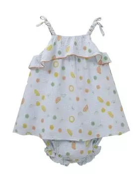 Платье для девочки из бамбука с принтом и трусиками в тон Dadati, светло-синий