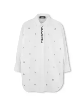 Платье для девочки из белого хлопка Karl Lagerfeld Kids, белый