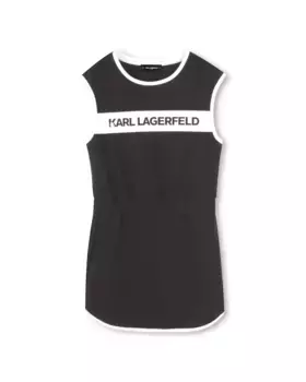 Платье для девочки из черного хлопка Karl Lagerfeld Kids, чёрный