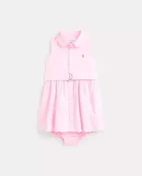 Платье для девочки из хлопка без рукавов Polo Ralph Lauren, розовый