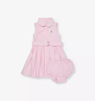 Платье для девочки из хлопка с вышивкой от бренда Latoyia Polo Ralph Lauren, розовый