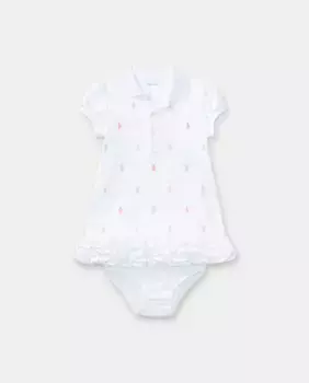 Платье для девочки из хлопка с лошадью Polo Ralph Lauren, белый