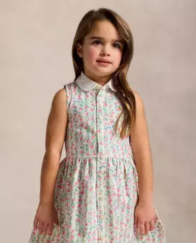Платье для девочки из хлопка с принтом Polo Ralph Lauren, цвет Crudo