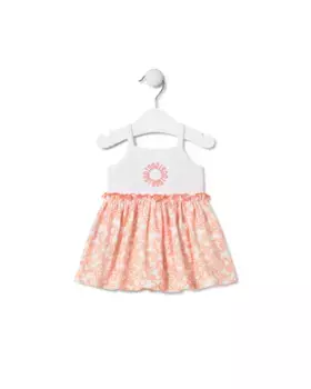 Платье для девочки из хлопка в рубчик с принтом Kaos Tous, оранжевый