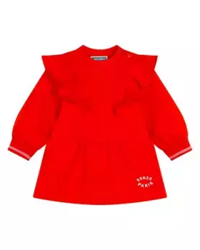 Платье для девочки из красного хлопка Kenzo Kids