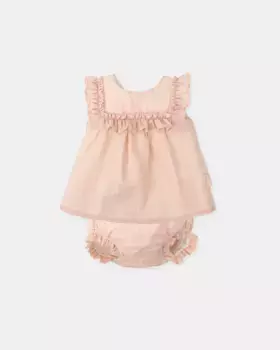 Платье для девочки из муслина с трусиками в тон Tutto Piccolo, цвет Rosa