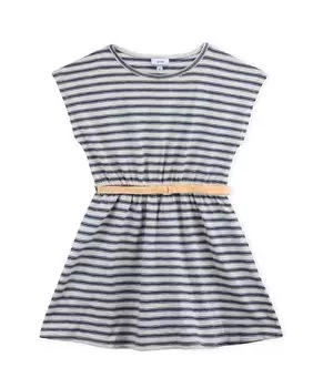 Платье для девочки из органического хлопка с эластичной резинкой на талии и полосками KNOT, мультиколор