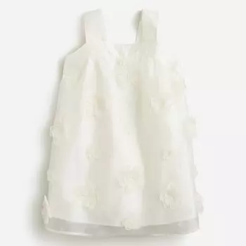 Платье для девочки из органзы с цветочной аппликацией J.Crew, белый