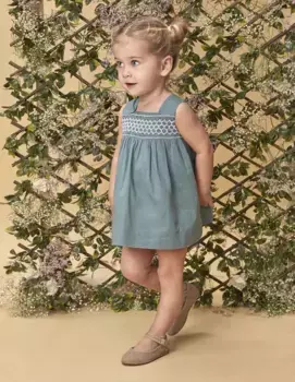 Платье для девочки из поплина с трусиками в тон Gocco, бирюзовый