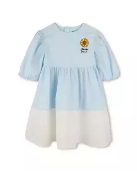 Платье для девочки из синего хлопка Kenzo Kids, голубой