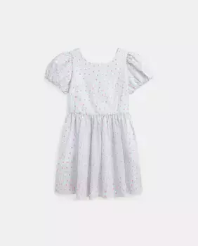 Платье для девочки из сирсакера с короткими рукавами Polo Ralph Lauren, цвет Crudo