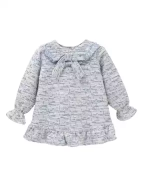 Платье для девочки из твидовой ткани с рюшами и бантом Dadati, светло-голубой