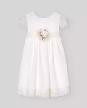 Платье для девочки из вышитого тюля для церемонии PAZ Rodrguez, цвет Crudo